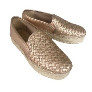 Sam Edelman Catherine Metallic Blush Rose Gold slip on espadrilles flat shoe 7.5
